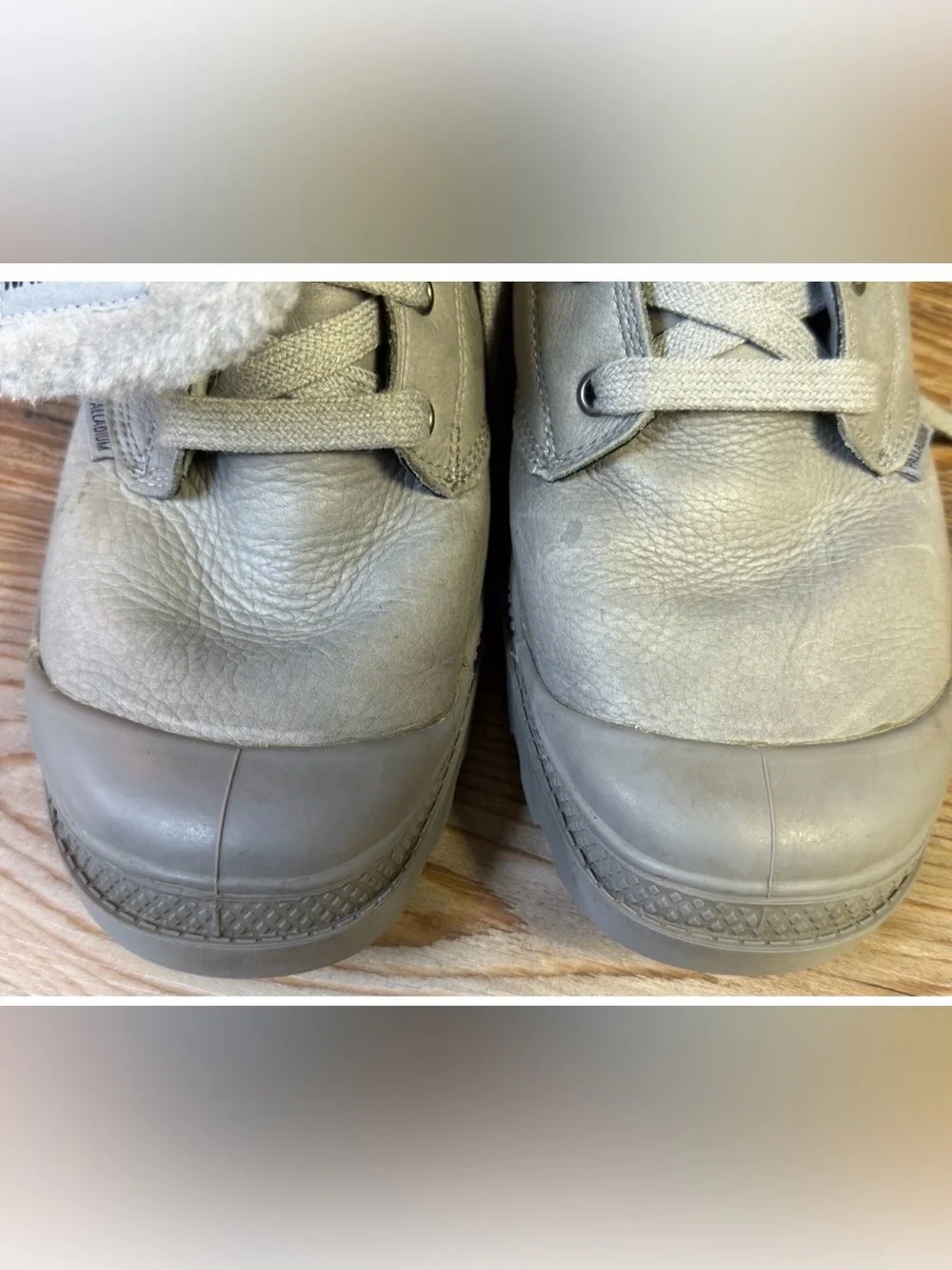 Palladium Baggy Leather Gusset Boots Grey Shearling Fur Lined Winter Men’s Sz 9